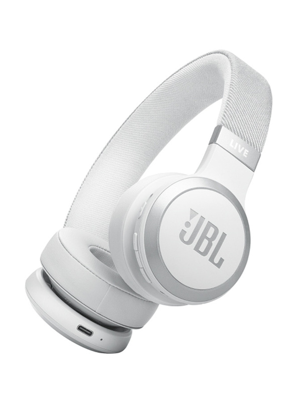JBL Live 670NC Wireless On-Ear True Adaptive Noise Cancelling Headphones with Mic, White