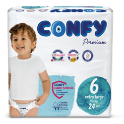Confy Premium Diapers Extra Large 6, 15+kg, Pack of 24pcs