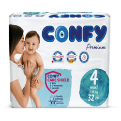 Confy Premium Diapers Maxi 4, 7-14kg, Pack of 32pcs