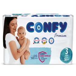 Confy Premium Diapers Midi 3, 4-9kg, Pack of36pcs