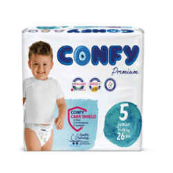 Confy Premium Diapers Juinior 5, 11-18kg, Pack of 26Pcs