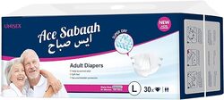 Ace Sabaah Adult Diaper, Size Large , Waist 100-150cm, Pack of 30pcs