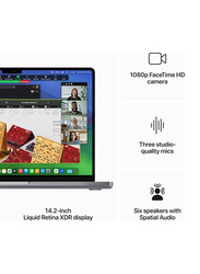 Apple MacBook Pro Laptop, 14" Liquid Retina XDR Display, Apple M3 Chip 8-Core CPU Processor, 1TB SSD, 8GB RAM, Apple 10-Core GPU Graphics, EN KB, macOS, MTL83 ZS/A, Space Grey