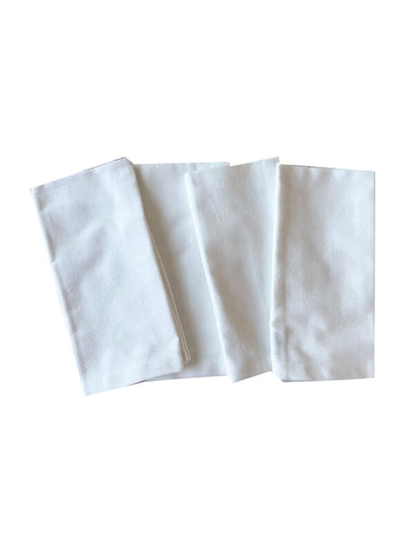 

E.V.A. Home Decor Candela Cotton Napkin Set, White, 4 Pieces