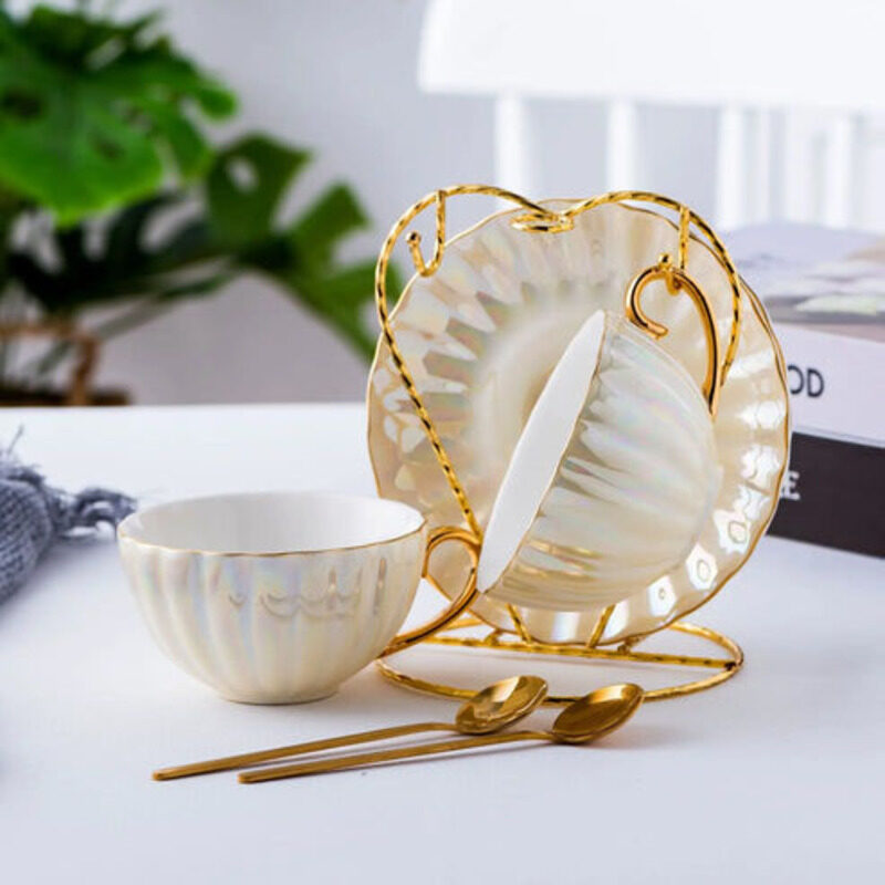 

E.V.A. Home Decor 8-Piece Sandwisp Colour Glaze Tea Set, White