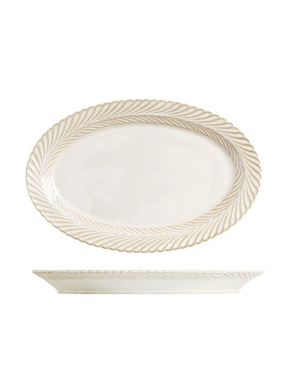 

E.V.A. Home Decor 12-inch Royal Vintage Dinnerware Collection Plate, White