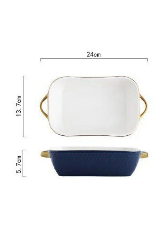 

E.V.A. Home Decor 24cm Coral Ceramic Rectangular Baking Dish, Blue