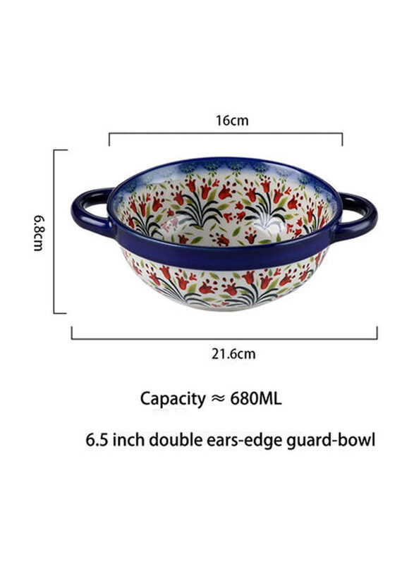 

E.V.A. Home Decor 6.5-inch Corbeau Ceramic Bakeware Binaural Baking Bowl, Multicolour