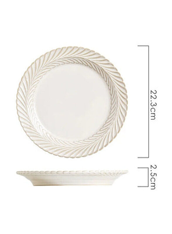 

E.V.A. Home Decor 8.5-inch Royal Vintage Dinnerware Collection Plate, White