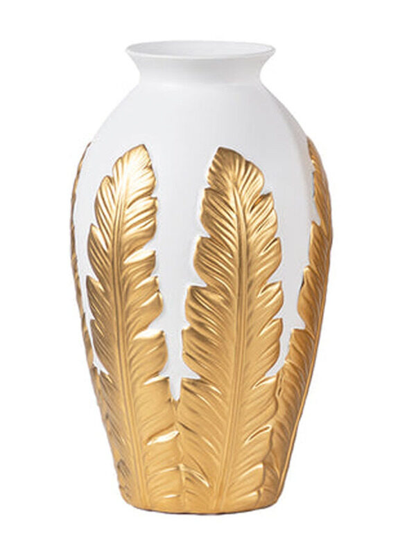

E.V.A. Home Decor Artemis Ceramic Vase, White/Gold
