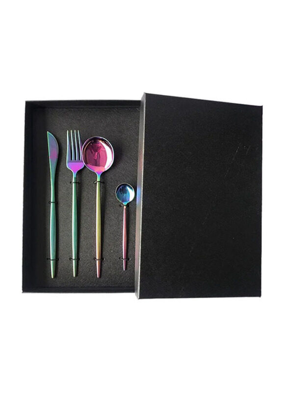 

E.V.A. Home Decor 16-Piece Flint Stainless Steel Flatware Set, Multicolour