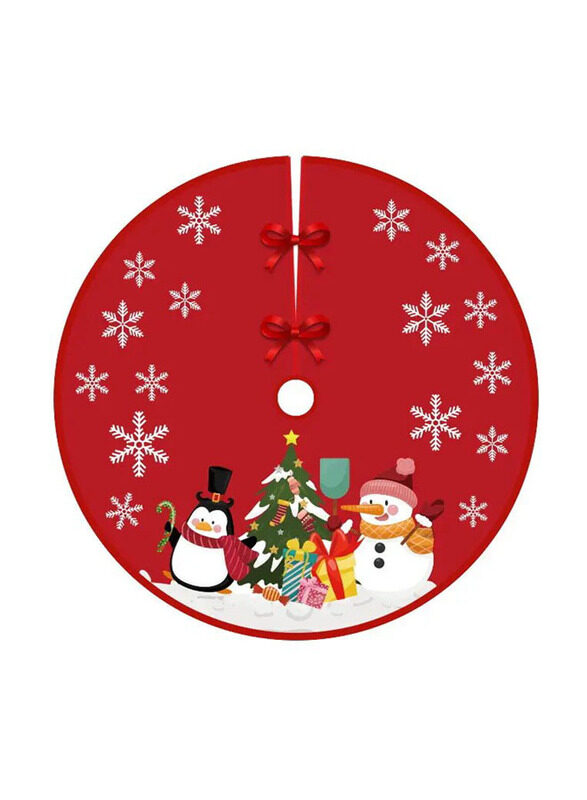 

E.V.A. Home Decor Snowman & Penguin in Red Christmas Tree Skirt, Multicolour