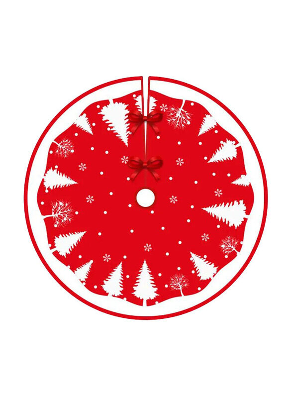 

E.V.A. Home Decor Pine Trees in Snow Lining Christmas Tree Skirt, Red/White