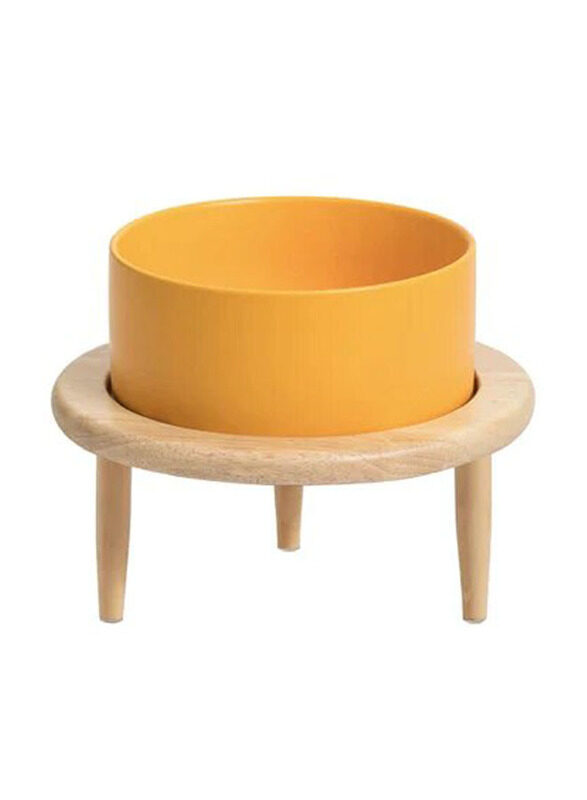 

E.V.A. Home Decor Carob Dog Single Feeding Bowl with Stand, Large, Orange