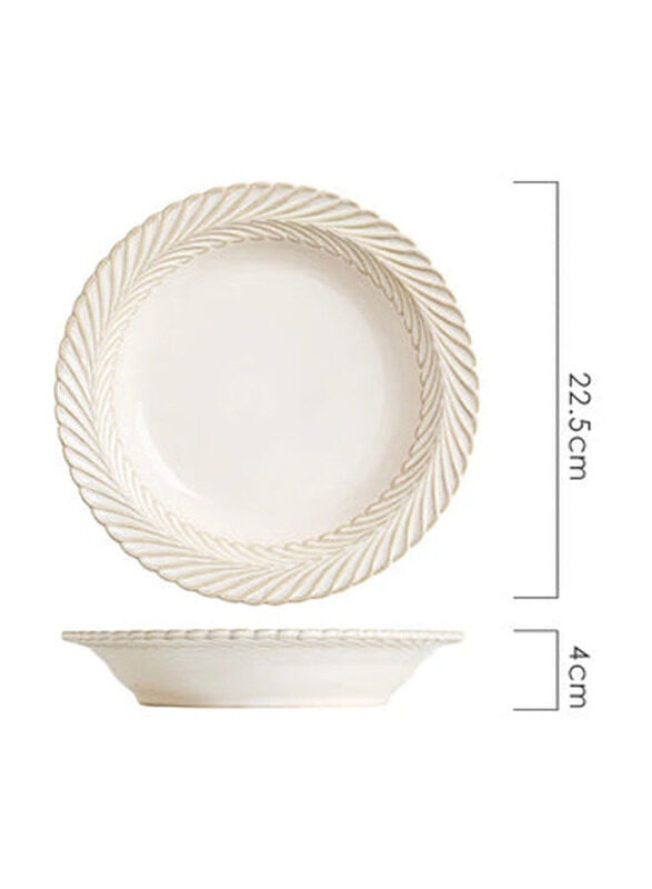 

E.V.A. Home Decor 8.75-inch Royal Vintage Dinnerware Collection Deep Plate, White