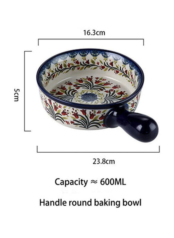 

E.V.A. Home Decor 600ml Corbeau Ceramic Bakeware Baking Pan With Handle, Multicolour