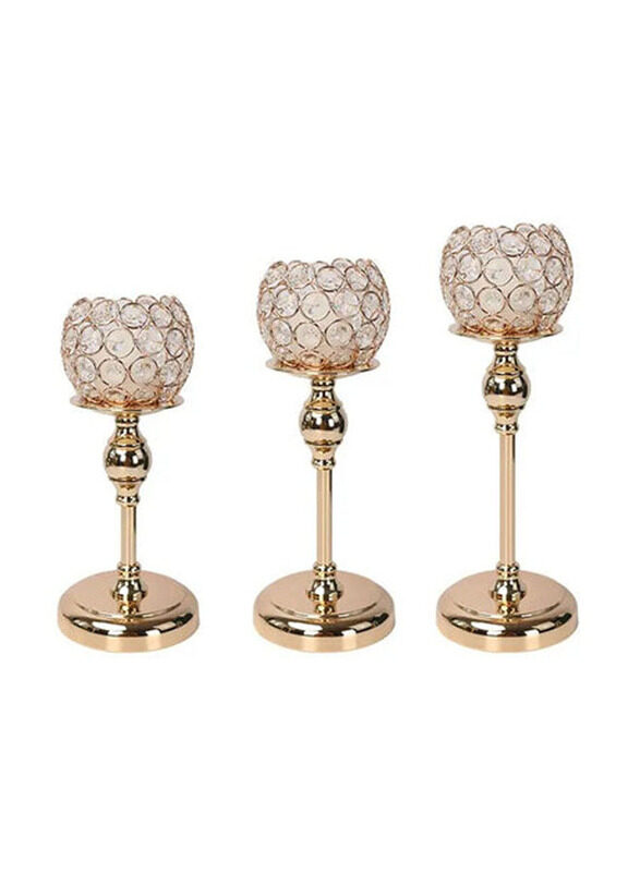 

E.V.A. Home Decor Apricot Illusion Candle Holders, 39cm, Gold