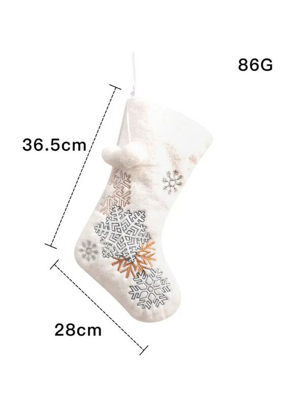 

E.V.A. Home Decor Snowflakes Embroidered Plush Christmas Stockings, White