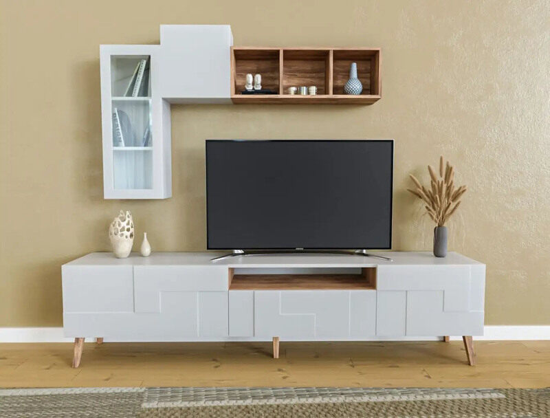 

E.V.A. Home Decor Herring TV Stand and Cabinet, White