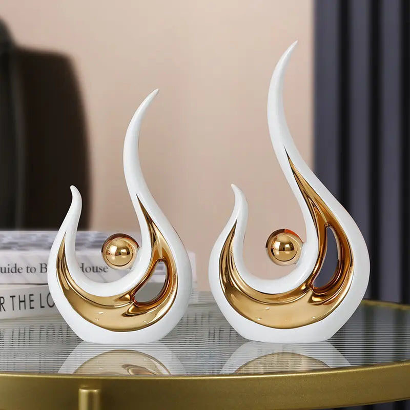 

E.V.A. Home Decor Calcedony with Gold Accent, 2 Piece, Gold/White