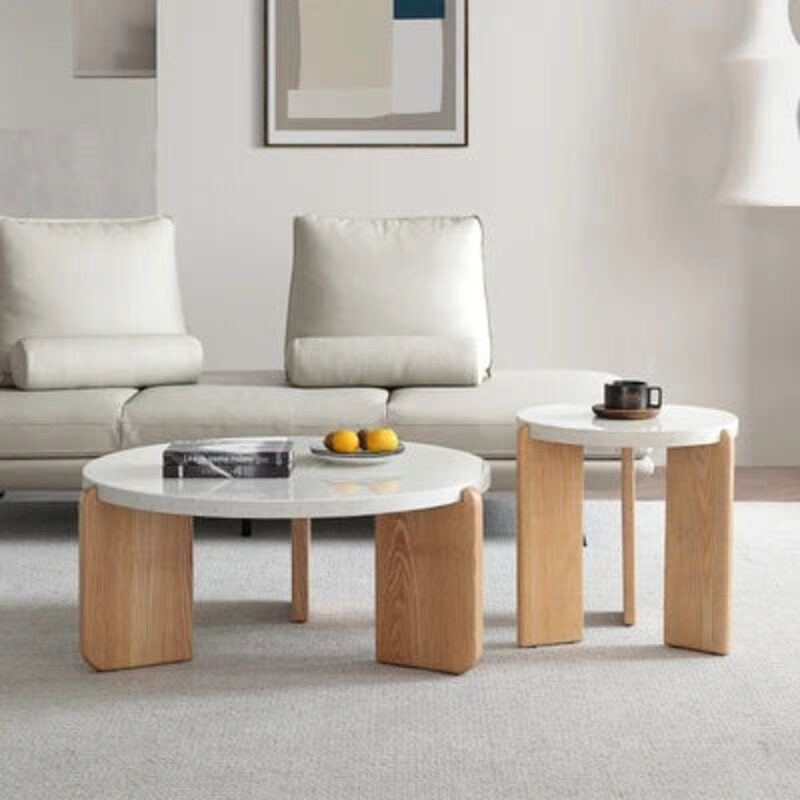 

E.V.A. Home Decor Cuddle pot Terrazzo Coffee Table, White/Brown