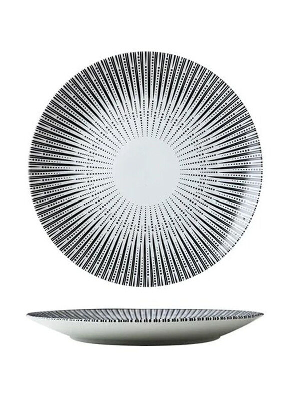 

E.V.A. Home Decor 10-inch Fitzgerald Geometric Dinnerware Collection Ceramic Geometric Plate, EVACERFI0647, White