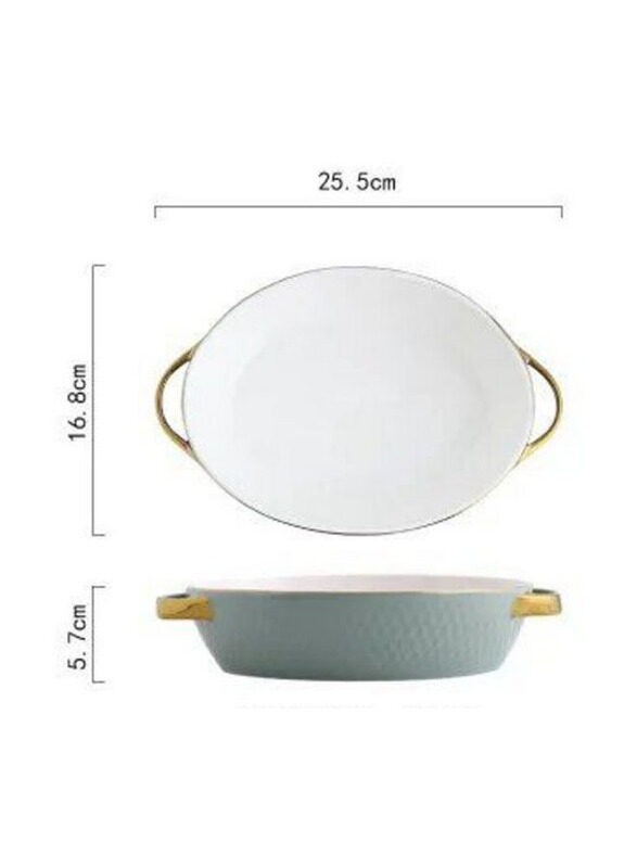 

E.V.A. Home Decor 25.5cm Coral Ceramic Oval Baking Dish, Light Green