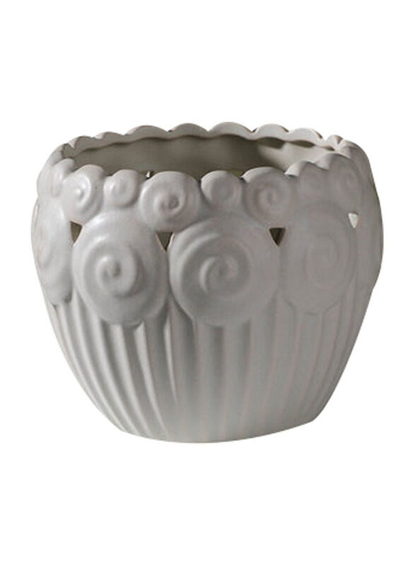 

E.V.A. Home Decor Frontier Fort Flower Pot, White