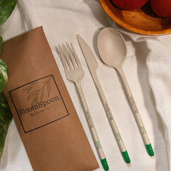 Bloomspoon 3-Piece Basil Seed Plantable Cutlery Set, Brown