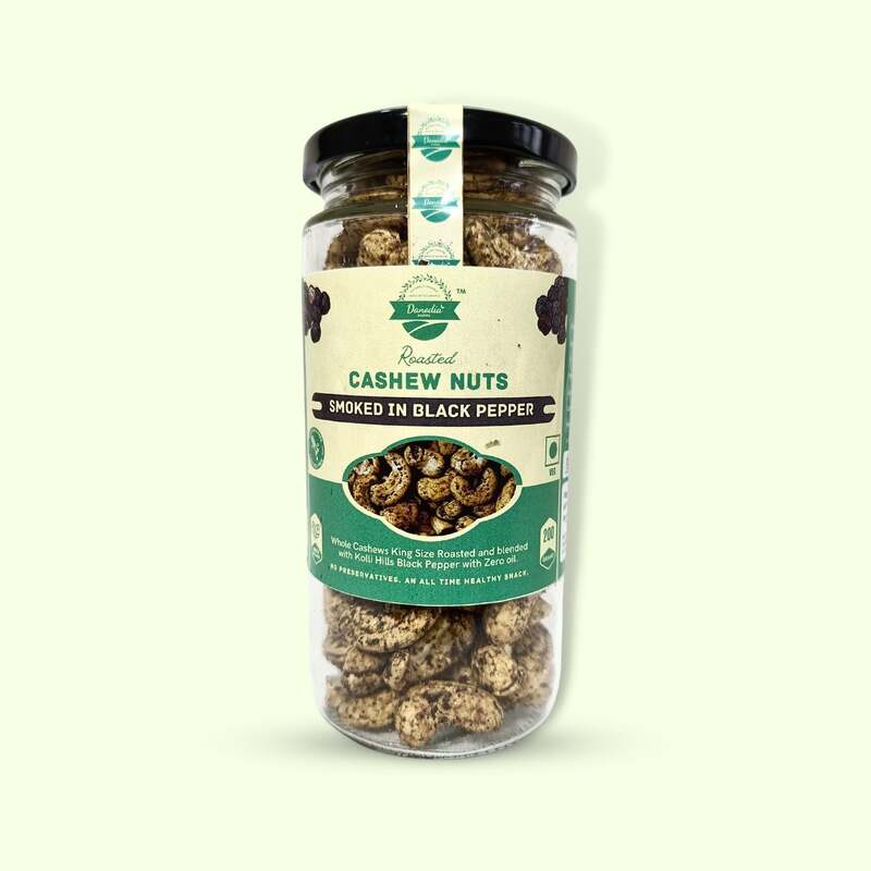 

Danodia Foods Roasted Cashew Black Pepper, Tossed with Virgin Olive Oil 250g