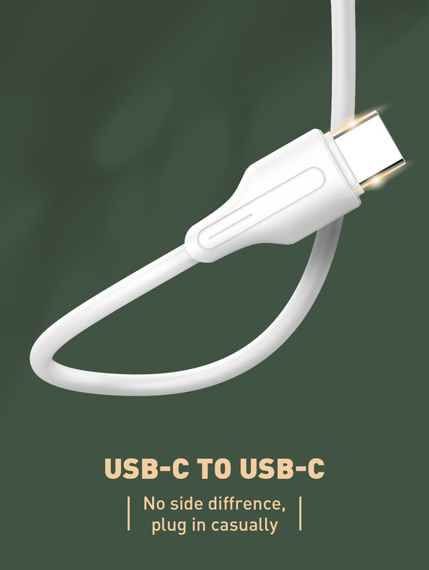 Ldnio 65W Fast Charging USB Type-C Cable, USB Type-C to USB Type-C, White