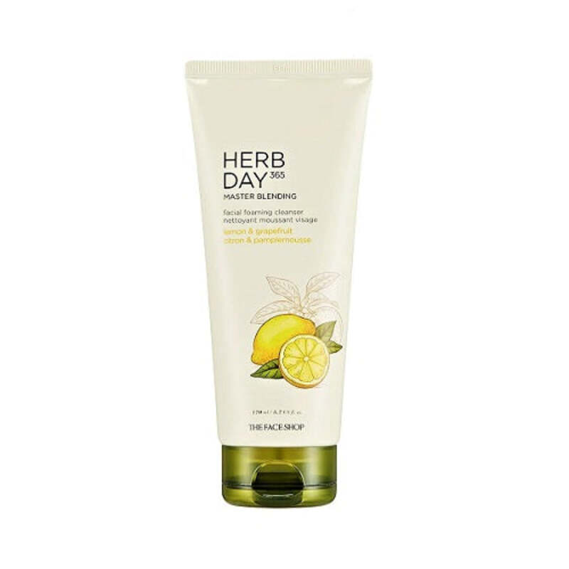 The Face Shop Herb Day 365 Master Blending Facial Foaming Cleanser Lemon and Grapefruit, 170ml