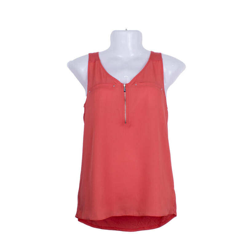 

Fortune + Ivy Pink Zip Detail Tank Top Blouse for Women, M, Pink