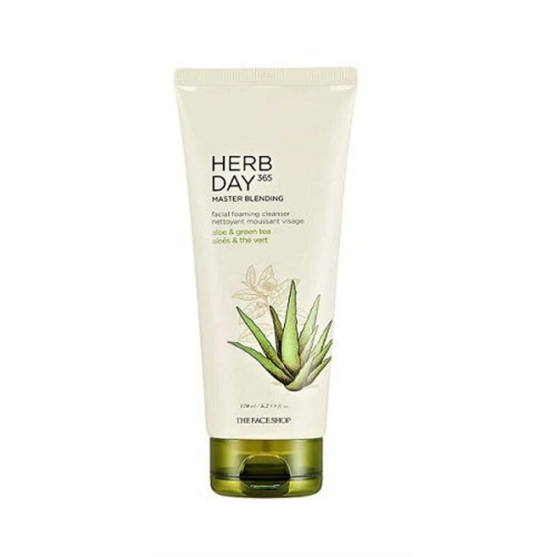 The Face Shop Herb Day 365 Master Blending Facial Foaming Cleanser Aloe and Green Tea, 170ml