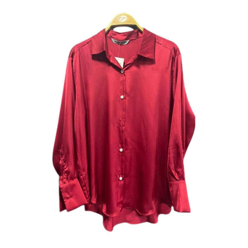 

Max For Less Blouse with Long Sleeves for Women, Satin Silk, S, Red