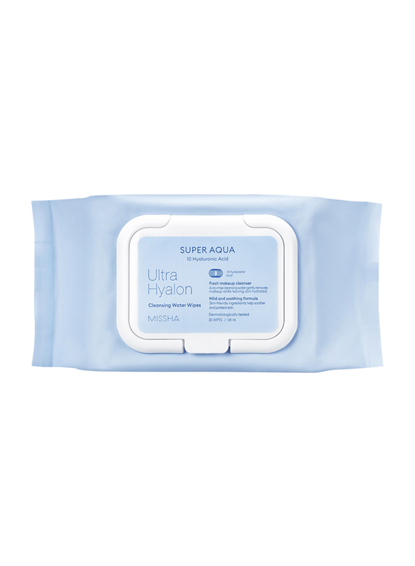 Missha Super Aqua Ultra Hyalron Cleansing Water Wipes, 30 Wipes