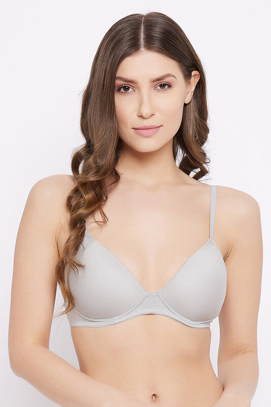 

Clovia Padded Non-Wired Demi Cup T-shirt Bra in Light Grey