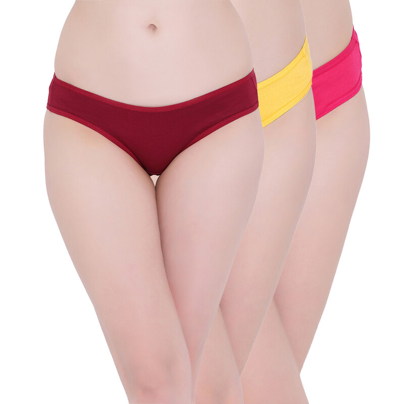 

Clovia Pack of 3 Low Waist Bikini Panties - Cotton