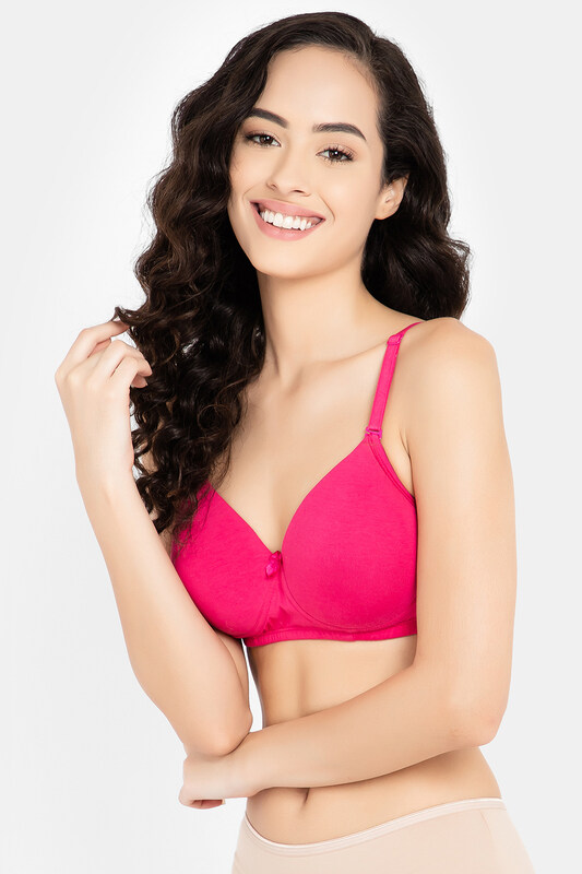 

Clovia Padded Non-Wired Full Cup Multiway T-shirt Bra in Magenta - Cotton