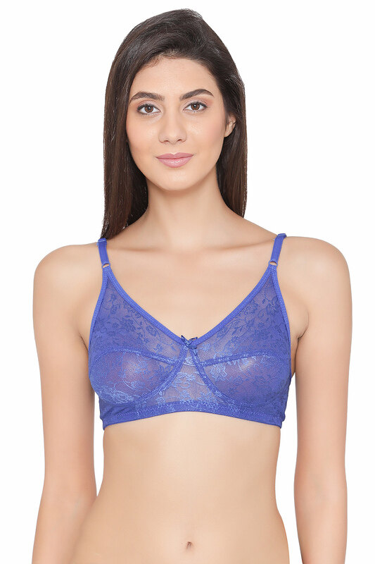 

Clovia Chic Non-Padded Wirefree Full Coverage Bra In Blue