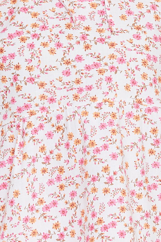 Clovia Pretty Florals Top & Cropped Pyjama in White - 100% Cotton