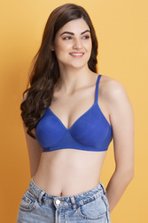 Clovia Padded Non-Wired Full Cup T-shirt Bra in Blue