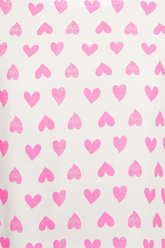 Clovia Heart Print Cropped Top & Wideleg Ankle Length Pyjama in White - Rayon