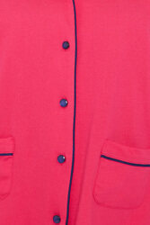 Clovia Button Down Shirt & Pyjama Set in Pink - 100% Cotton