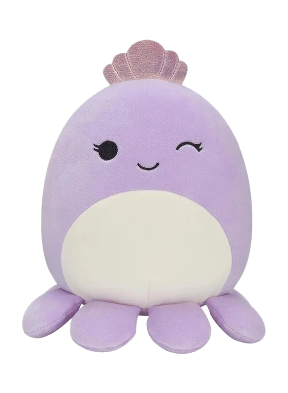 Squishmallows 7.5-inch Octopus with Crown Toy, Violet/Purple