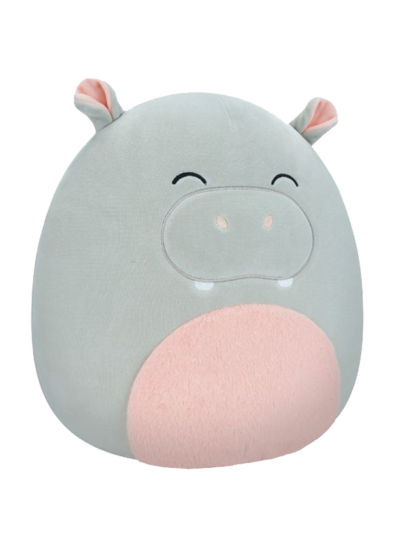 Squishmallows 12-inch Harrison Hippo with Fuzzy Belly, Grey/Pink