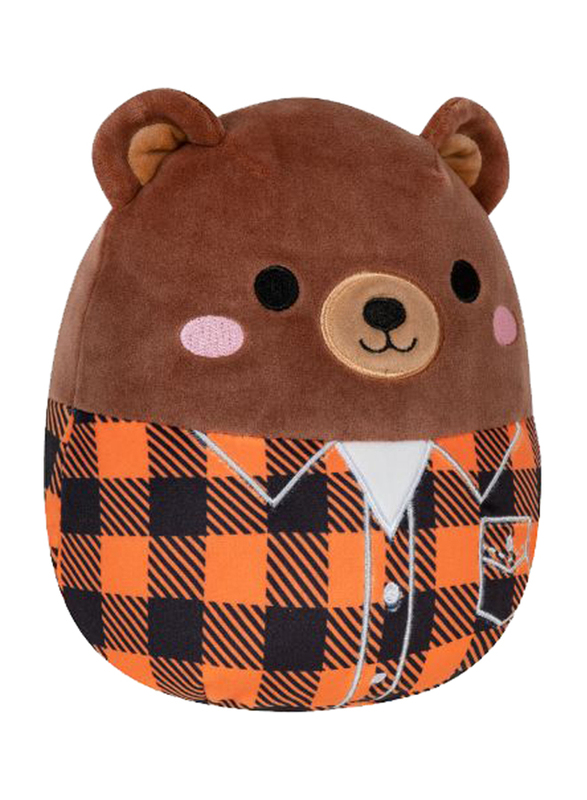 Squishmallows 7.5-inch Omar Bear with Plaid Jacket, Brown