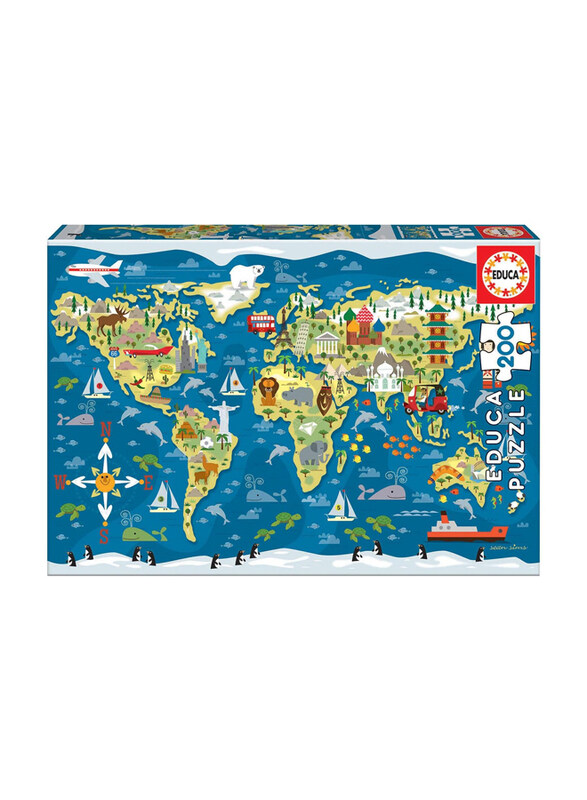 

Educa 200-Piece World Map Sean Sims Puzzle, Ages 3+, Multicolour