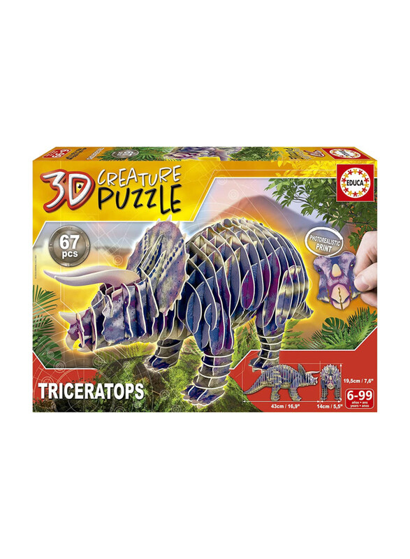 

Educa Duca Triceratops 3D Creature Puzzle, 67 Pieces, Multicolour