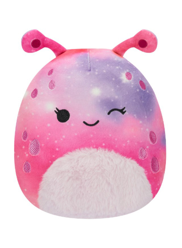 Squishmallows 7.5-inch Little Plush Loraly Winking Alien with Fuzzy Belly, Pink/Purple